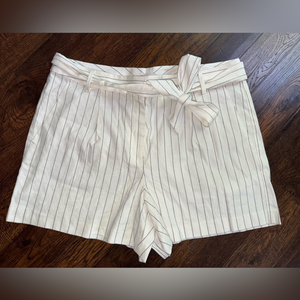 LOFT Cream and Black Pinstripe Shorts